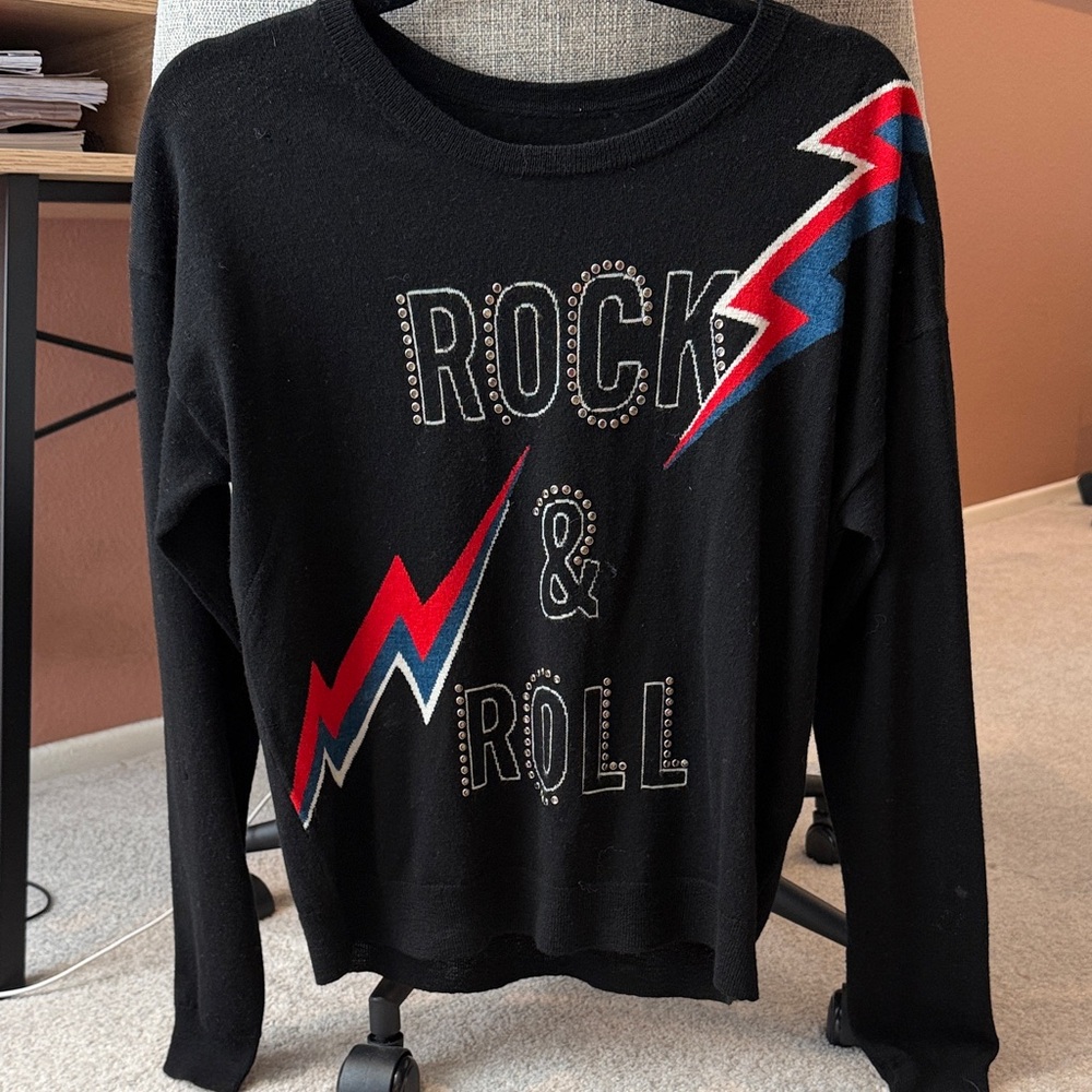 Zadig & Voltaire S Cowl-neck Sweater Black Rock & Roll Lightning distressed